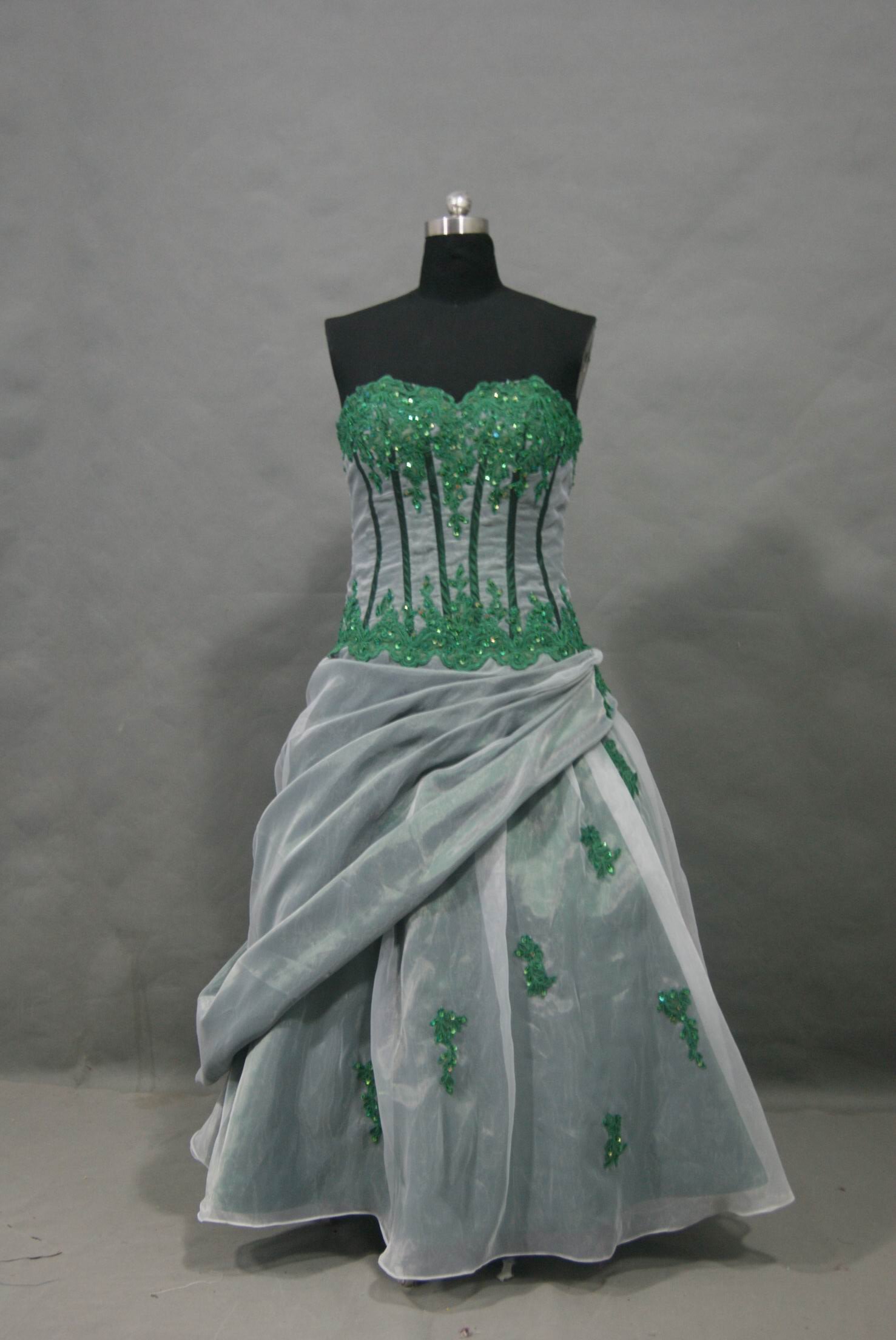 Forest green over white